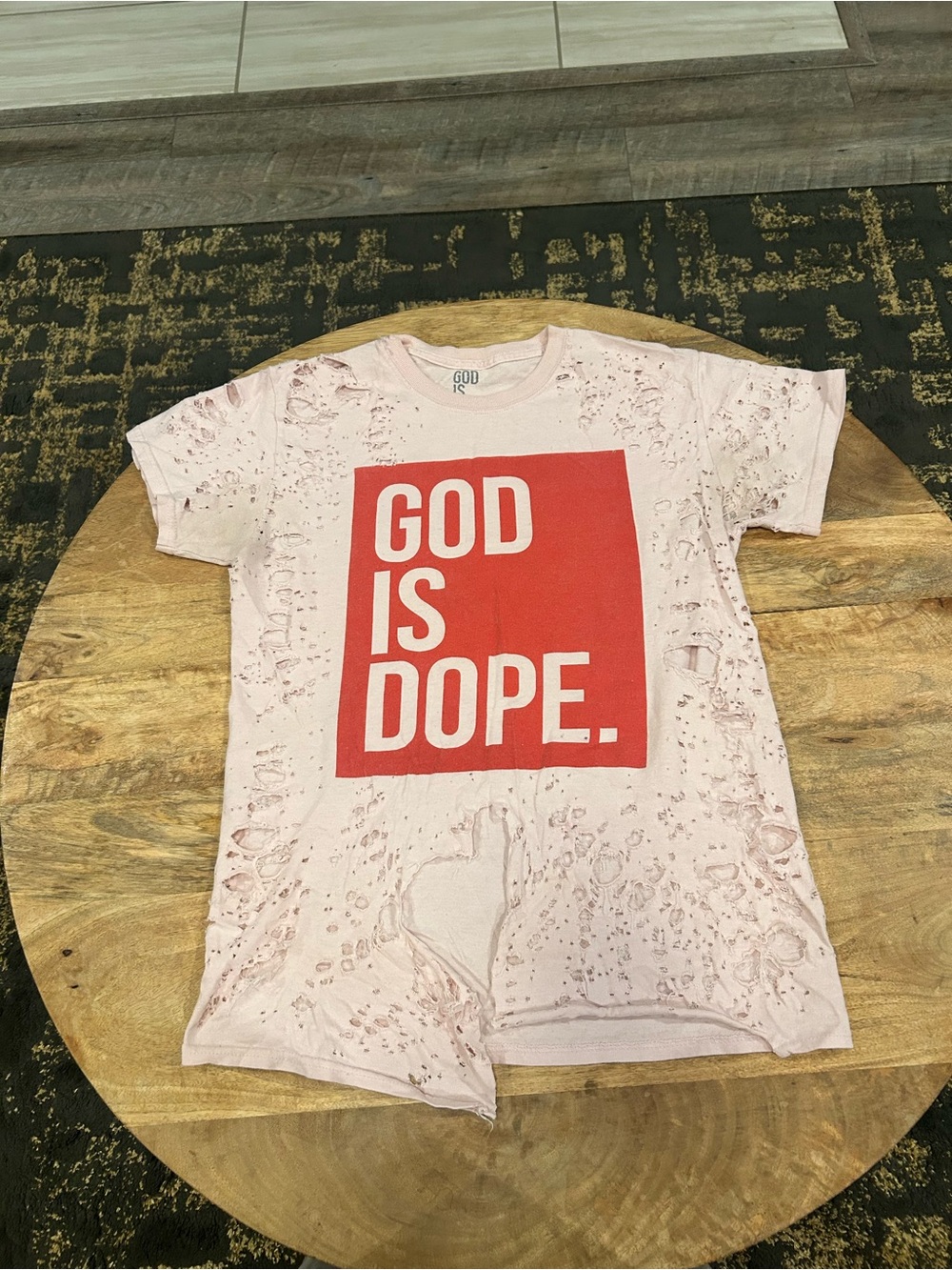 God Is Dope - Pink/Red Logo T-shirt Distressed Size Small